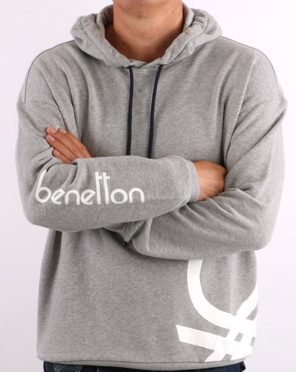 Benetton DNA Logo Hoodie Grey