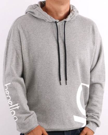 Benetton DNA Logo Hoodie Grey