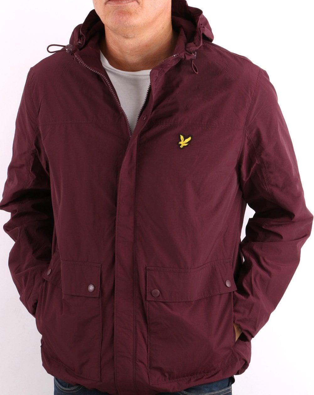 Lyle & Scott Hooded Pocket Jacket Burgundy