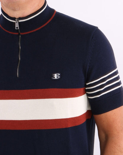 Ben Sherman Zip Neck Polo Shirt Navy