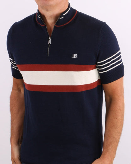 Ben Sherman Zip Neck Polo Shirt Navy
