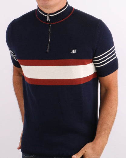Ben Sherman Zip Neck Polo Shirt Navy
