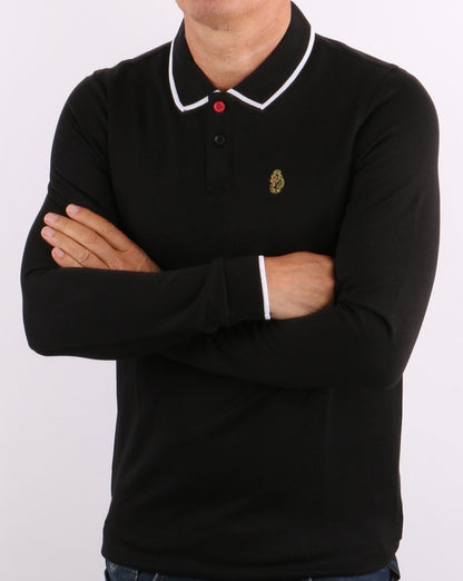 Luke Meadtastic Long Sleeve Polo Shirt Black