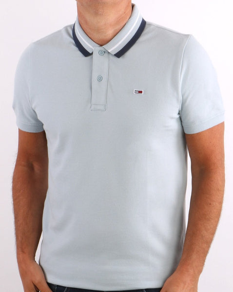Tommy Jeans Tipped Polo Shirt Sky Blue