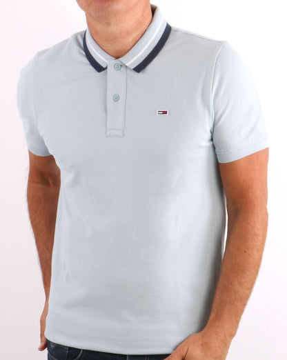 Tommy Jeans Tipped Polo Shirt Sky Blue