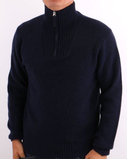 Benetton Shetland Wool 1/2 Zip Jumper Navy