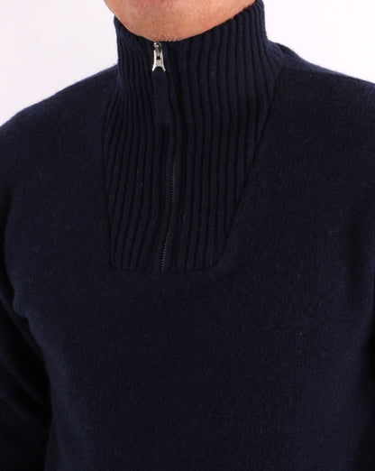 Benetton Shetland Wool 1/2 Zip Jumper Navy