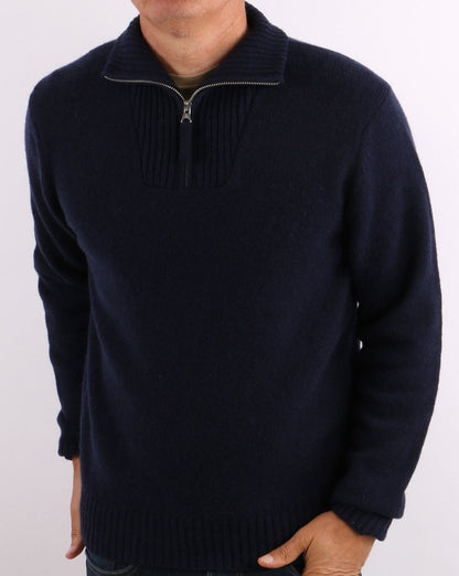 Benetton Shetland Wool 1/2 Zip Jumper Navy