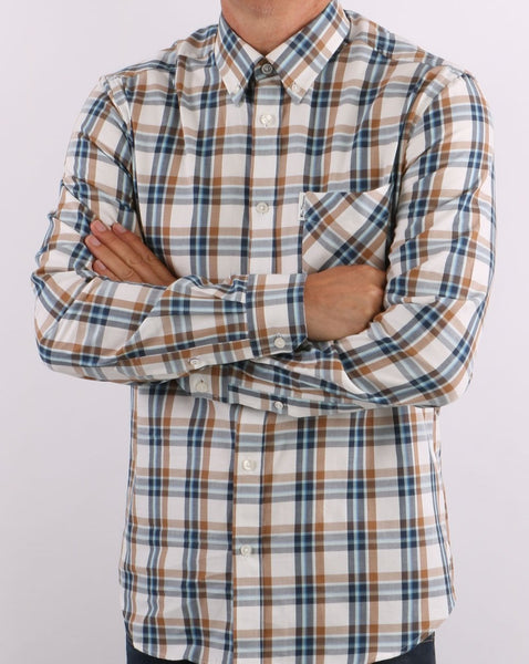 Ben Sherman Winter Madras Check Shirt Cream