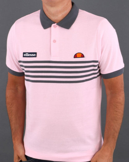 Ellesse Multi Stripe Polo Shirt Pink