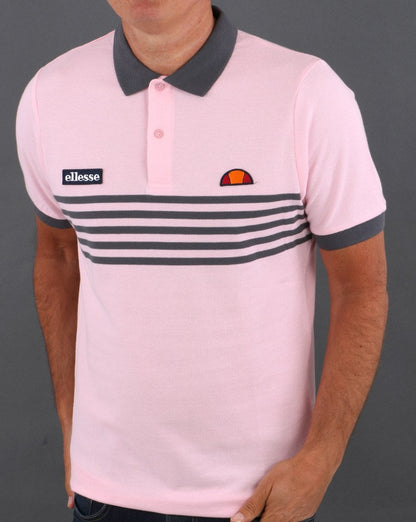 Ellesse Multi Stripe Polo Shirt Pink