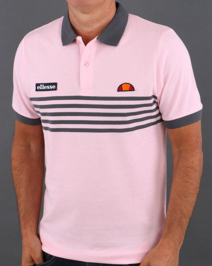 Ellesse Multi Stripe Polo Shirt Pink