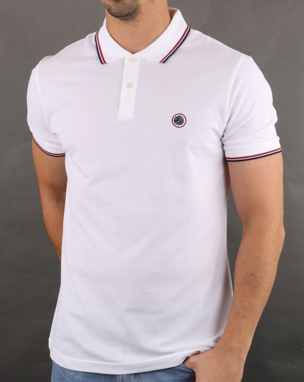 Pretty Green Barton Polo Shirt White/navy
