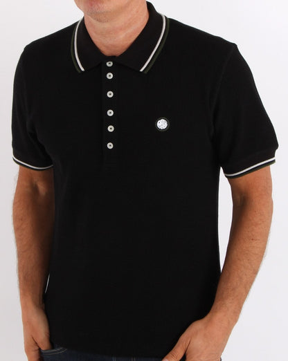 Pretty Green Waffle Polo Black