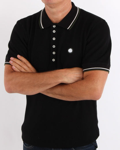 Pretty Green Waffle Polo Black