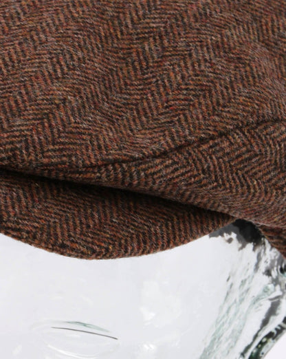 Herringbone Extended Bill Flat Cap Brown