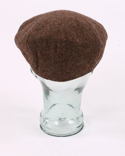 Herringbone Extended Bill Flat Cap Brown