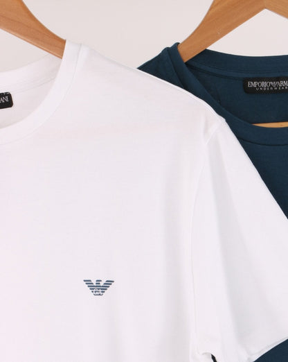 Emporio Armani 2 Pack T Shirts White/Navy