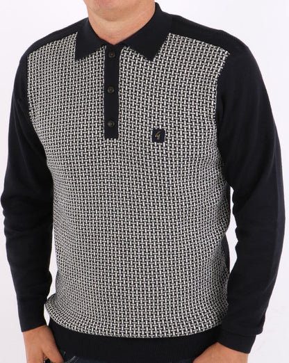 Gabicci Vintage Weaver Knitted Polo Navy/white