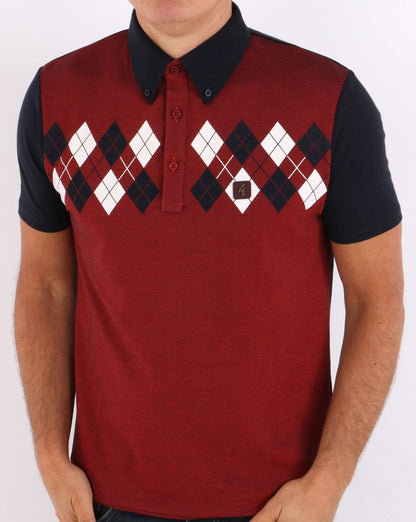 Gabicci Vintage Woodward Polo Navy/Red