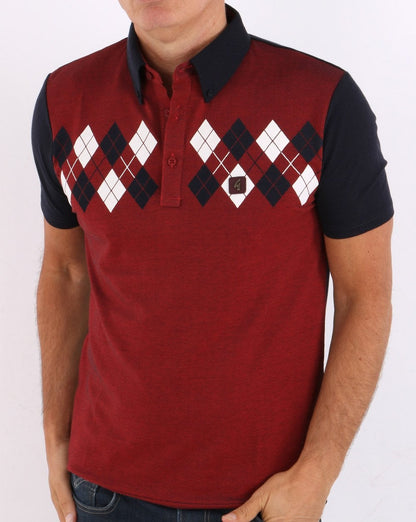 Gabicci Vintage Woodward Polo Navy/Red
