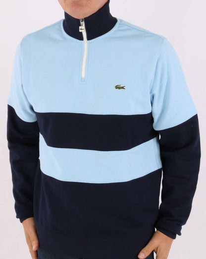 Lacoste Zip Colour Block Sweater Sky Blue/Navy