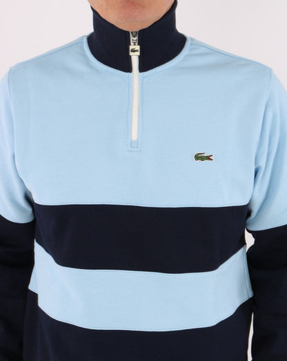 Lacoste Zip Colour Block Sweater Sky Blue/Navy