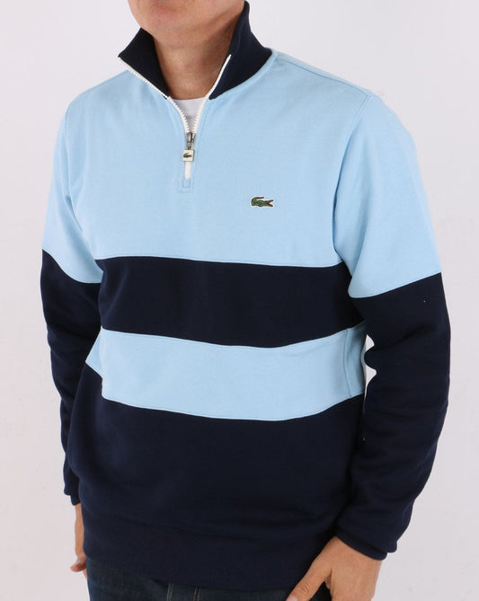 Lacoste Lacoste Zip Colour Block Sweater Sky Blue/Navy