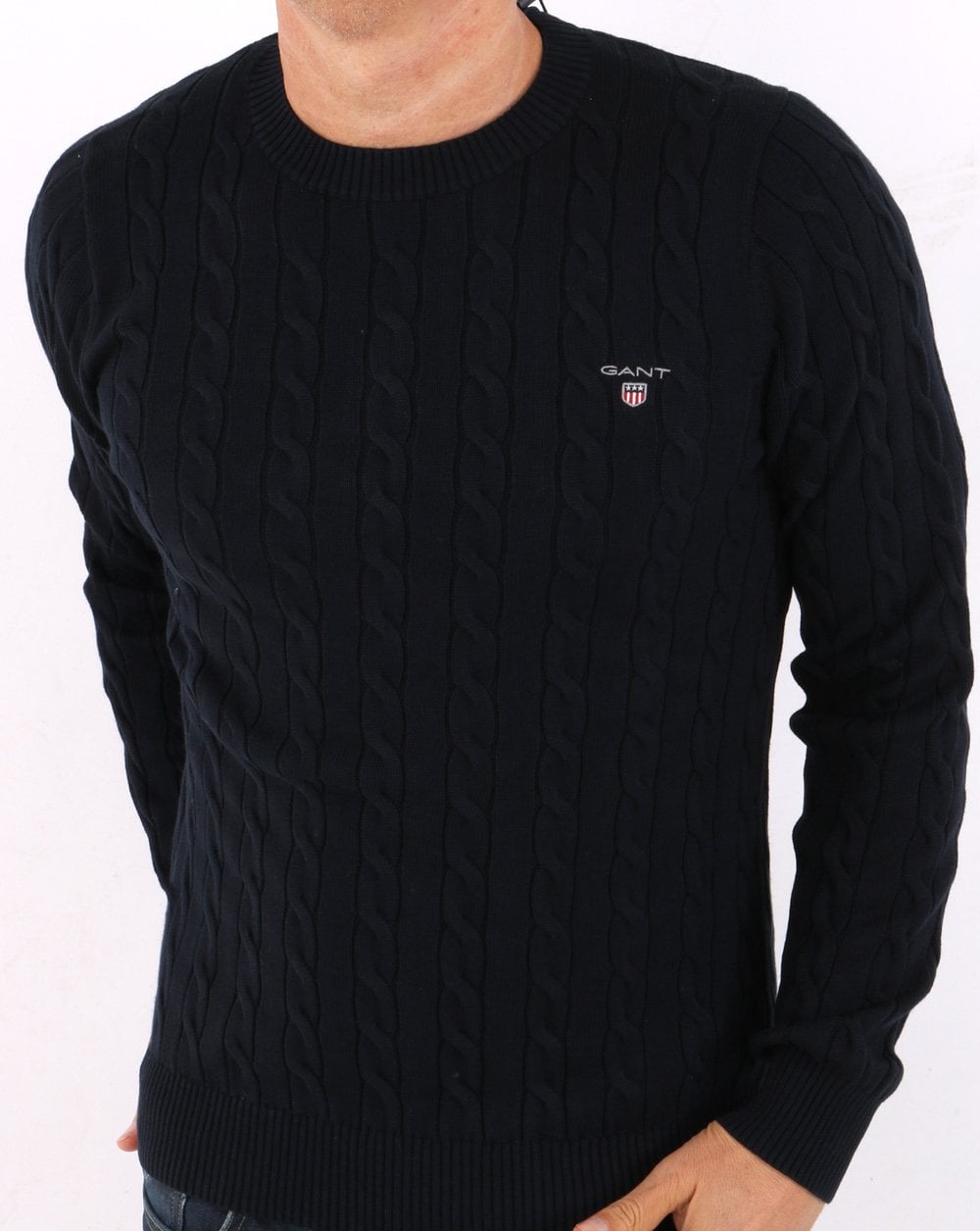 Gant Cable Crew Knit Navy