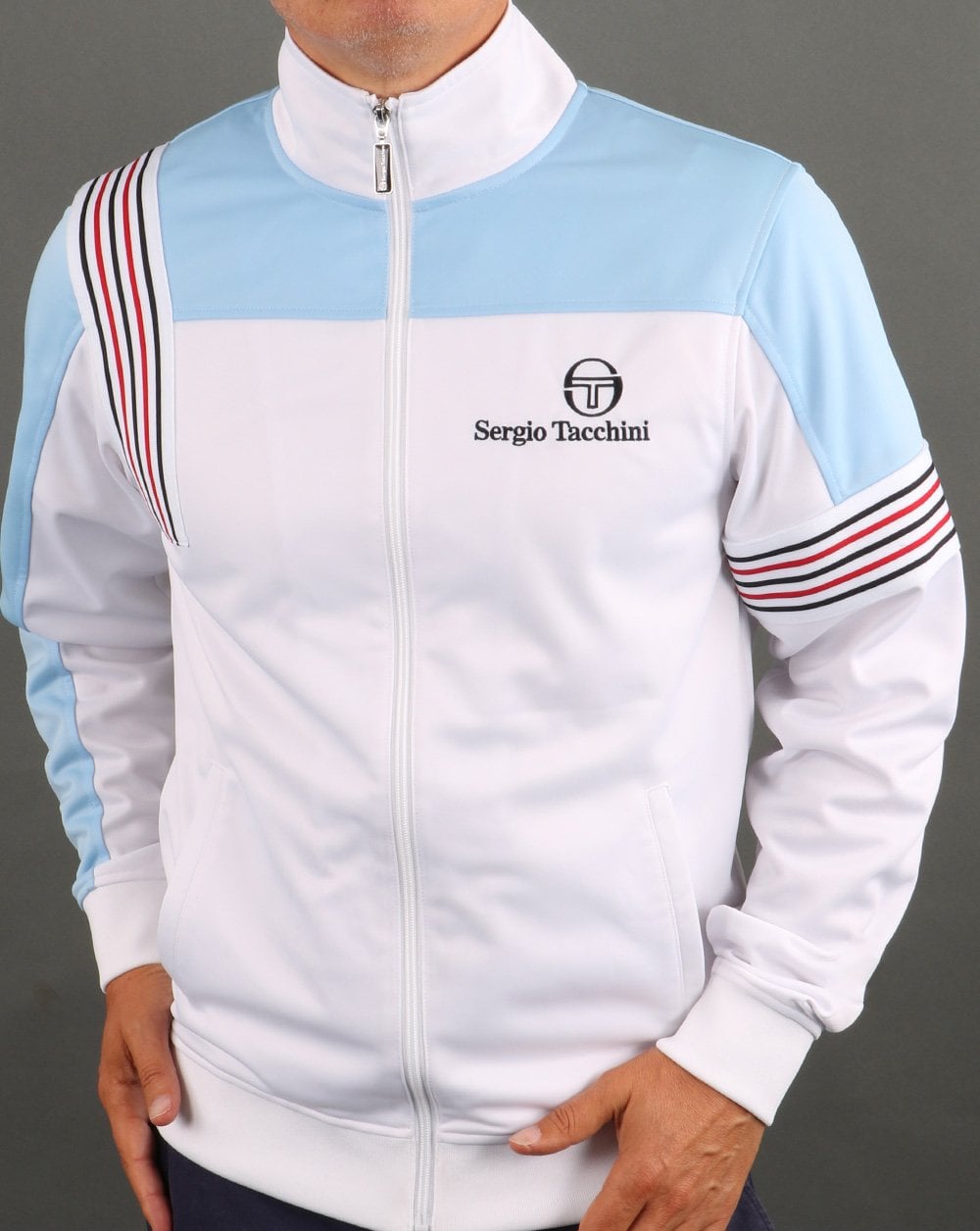 Sergio Tacchini Wilander Track Top White Sky