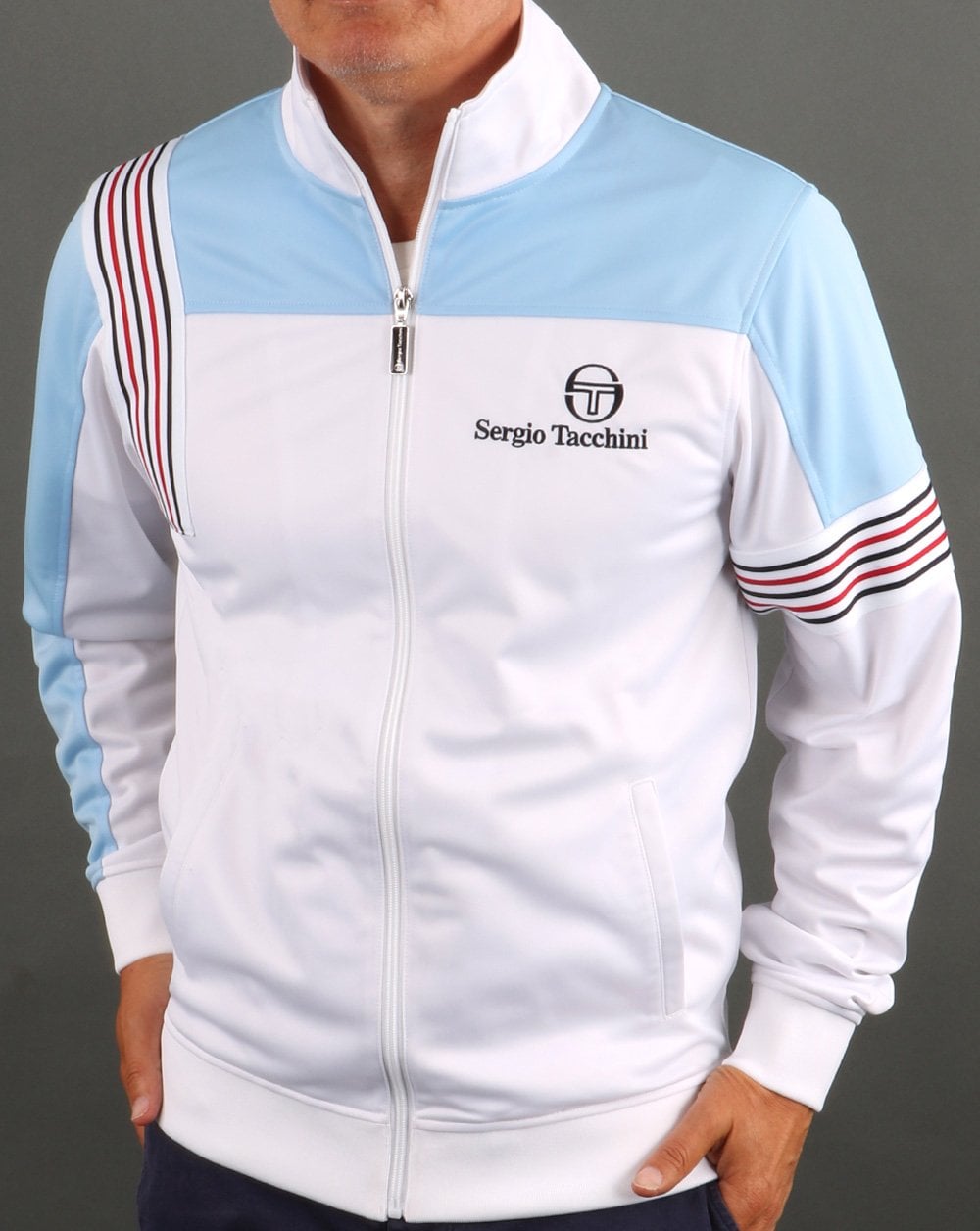 Sergio Tacchini Wilander Track Top White Sky