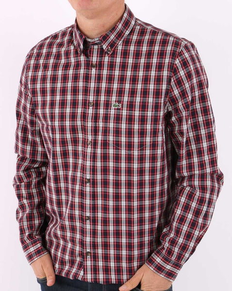 Lacoste Check Oxford Shirt Red/Navy/White