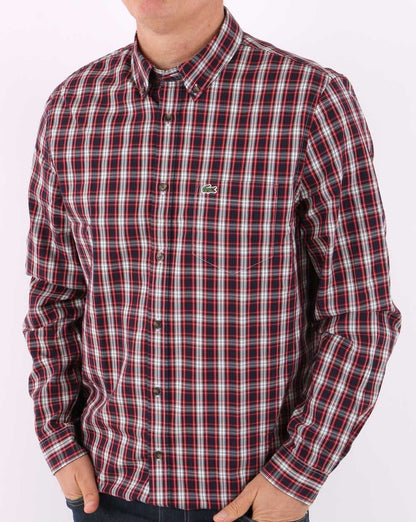 Lacoste Check Oxford Shirt Red/Navy/White
