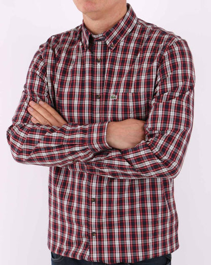 Lacoste Check Oxford Shirt Red/Navy/White