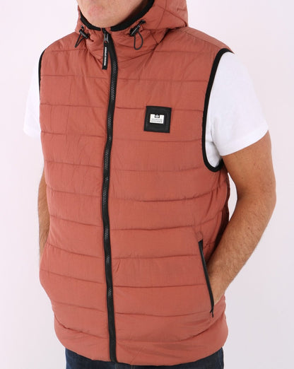 Weekend Offender Berglake Hooded Gilet Terracotta