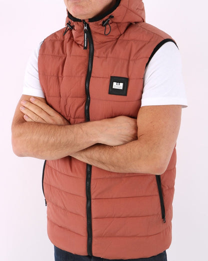 Weekend Offender Berglake Hooded Gilet Terracotta