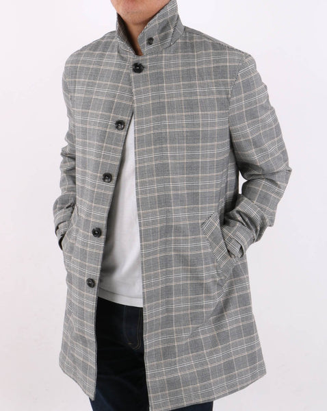 Trojan Prince of Wales Check Mac Grey- Black