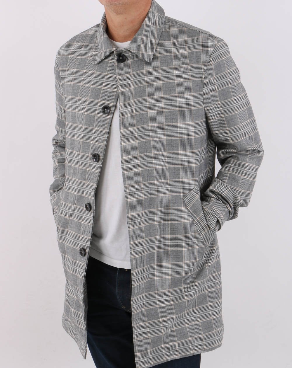 Trojan Prince of Wales Check Mac Grey- Black