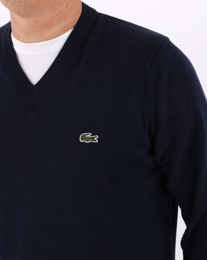 Lacoste V Neck Jumper Navy