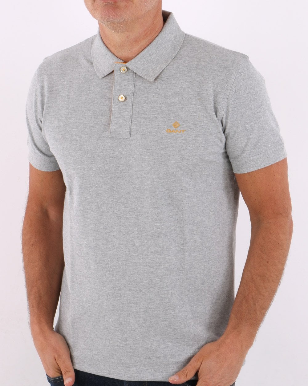 Gant Contrast Collar Polo Shirt Grey/Yellow
