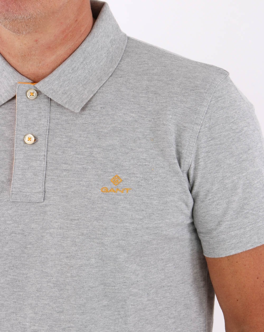 Gant Contrast Collar Polo Shirt Grey/Yellow