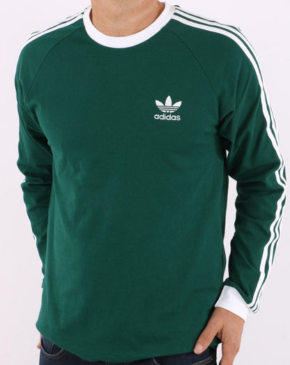 Adidas Originals 3 Stripes LS T Shirt Collegiate Green