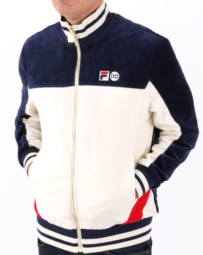 Fila Vintage Velour Tiebreak 110 Track Top Cream/Navy