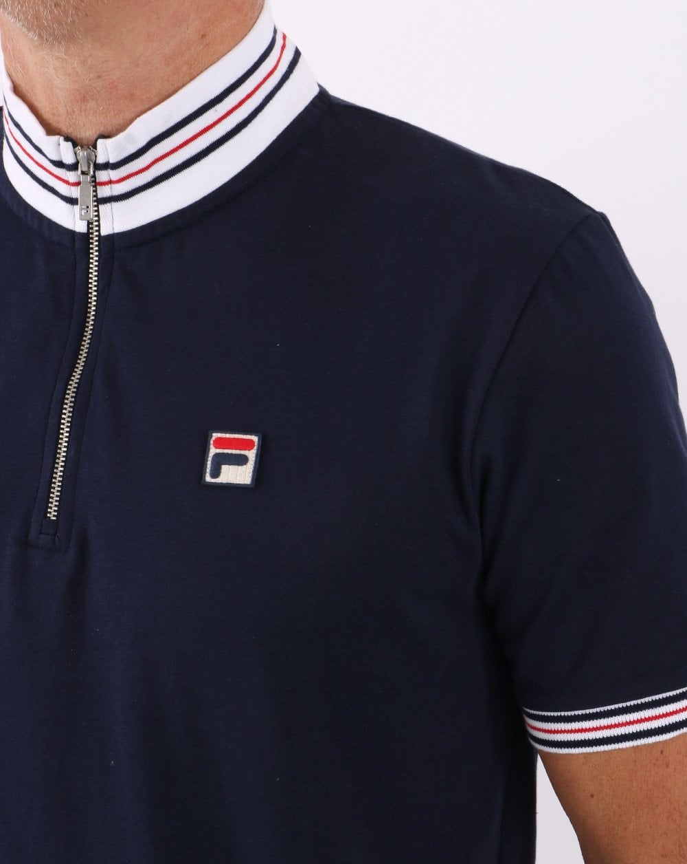 Fila Vintage 1/4 Zip Polo Shirt Navy