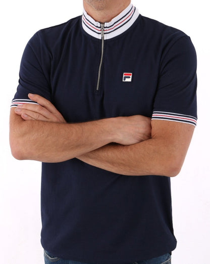 Fila Vintage 1/4 Zip Polo Shirt Navy