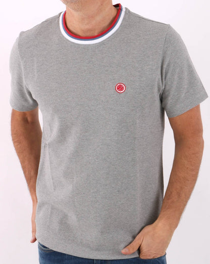 Pretty Green Tilby Neck Stripe T-shirt Light Grey