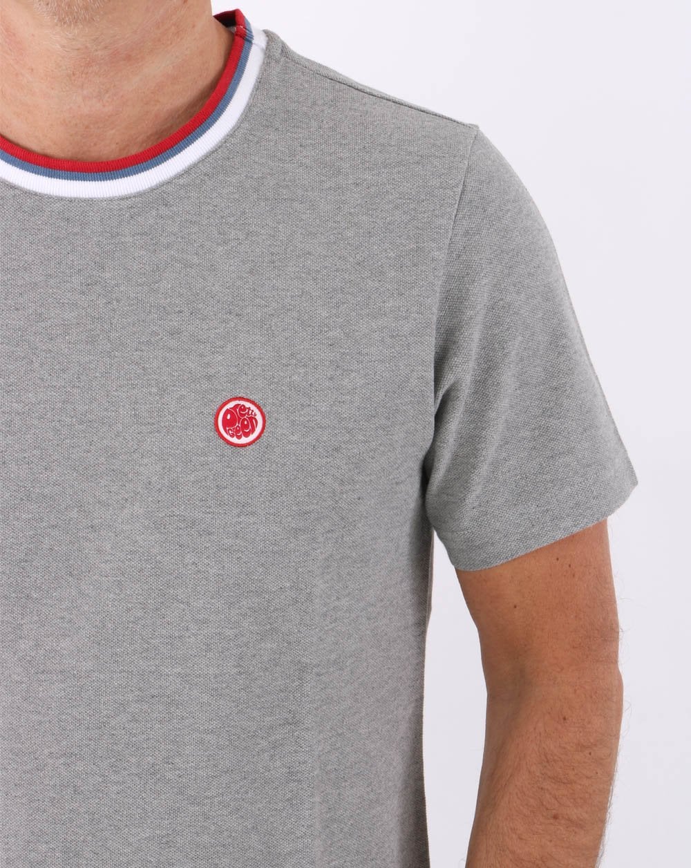 Pretty Green Tilby Neck Stripe T-shirt Light Grey