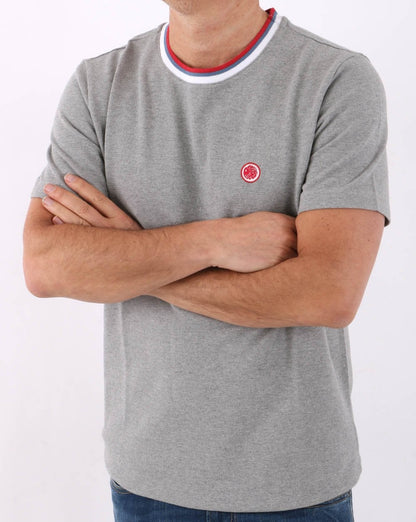 Pretty Green Tilby Neck Stripe T-shirt Light Grey