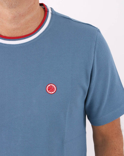 Pretty Green Tilby Neck Stripe T-shirt Blue