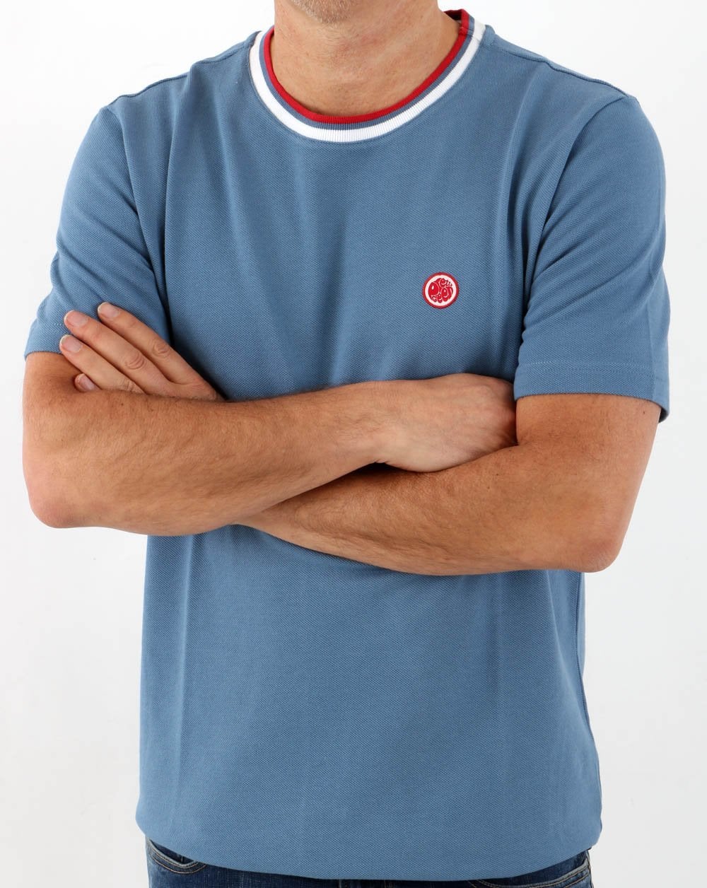 Pretty Green Tilby Neck Stripe T-shirt Blue
